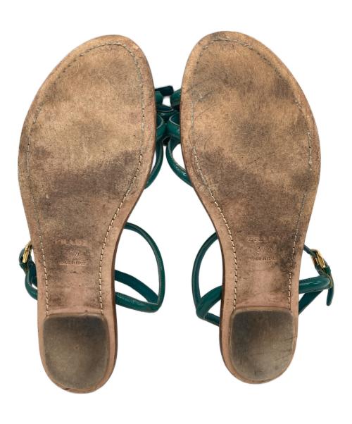 PRADA（プラダ）PRADA (プラダ) ウッドソール サンダル グリーン×ブラウン サイズ:37 1/2の古着・服飾アイテム