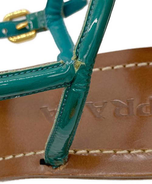 PRADA（プラダ）PRADA (プラダ) ウッドソール サンダル グリーン×ブラウン サイズ:37 1/2の古着・服飾アイテム