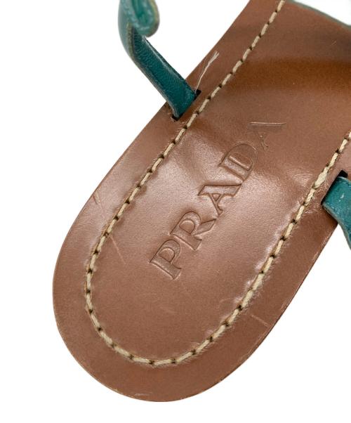PRADA（プラダ）PRADA (プラダ) ウッドソール サンダル グリーン×ブラウン サイズ:37 1/2の古着・服飾アイテム