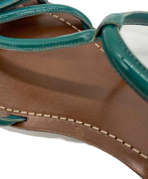 PRADA（プラダ）PRADA (プラダ) ウッドソール サンダル グリーン×ブラウン サイズ:37 1/2の古着・服飾アイテム