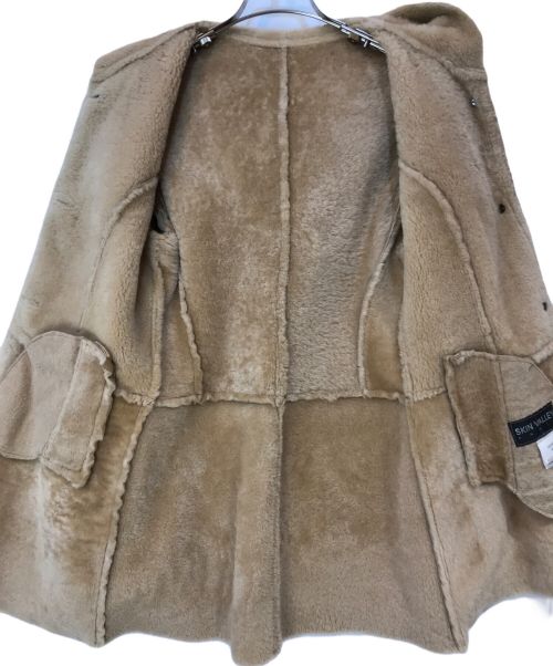 SKIN VALLEY（スキンバレー）SKIN VALLEY (スキンバレー) 本革ラムレザーフーデット ボア コート ブラウン サイズ:-の古着・服飾アイテム