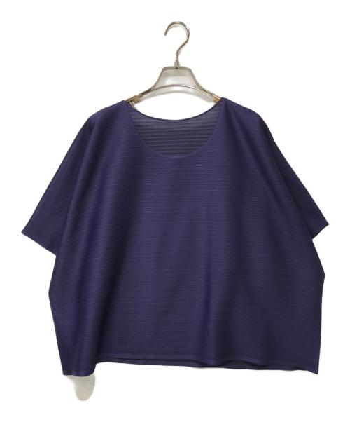 PLEATS PLEASE（プリーツプリーズ）PLEATS PLEASE (プリーツプリーズ) ボーダーカットソー パープル サイズ:3の古着・服飾アイテム