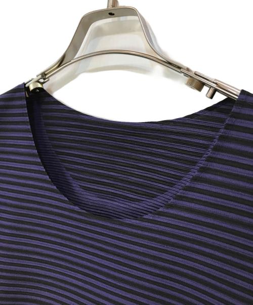 PLEATS PLEASE（プリーツプリーズ）PLEATS PLEASE (プリーツプリーズ) ボーダーカットソー パープル サイズ:3の古着・服飾アイテム