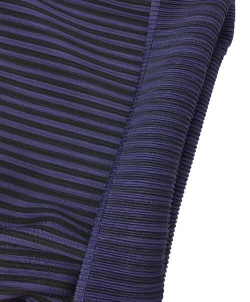 PLEATS PLEASE（プリーツプリーズ）PLEATS PLEASE (プリーツプリーズ) ボーダーカットソー パープル サイズ:3の古着・服飾アイテム