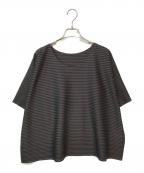 PLEATS PLEASEプリーツプリーズ）の古着「ボーダーカットソー」｜グレー