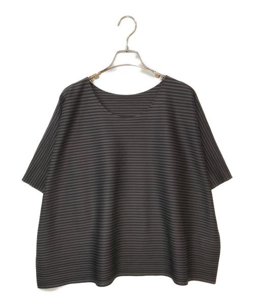PLEATS PLEASE（プリーツプリーズ）PLEATS PLEASE (プリーツプリーズ) ボーダーカットソー グレー サイズ:3の古着・服飾アイテム