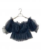 Snidelスナイデル）の古着「ボリュームギャザーフリルオフショルブラウス」｜グレー