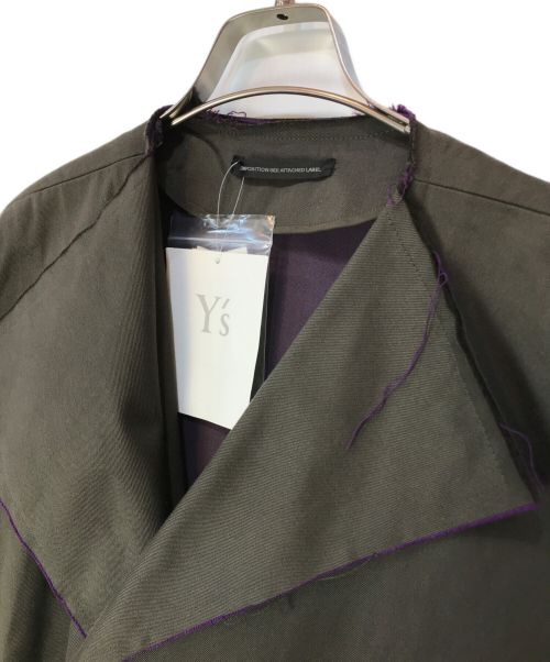 Y's（ワイズ）Y's (ワイズ) DOUBLE FACED TWILL NO COLLAR SHORT COAT カーキ サイズ:01の古着・服飾アイテム