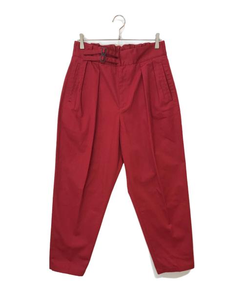 TOMORROW LAND（トゥモローランド）TOMORROW LAND (トゥモローランド) ポリエステルコットンツイル ダブルバックルパンツ レッド サイズ:Mの古着・服飾アイテム