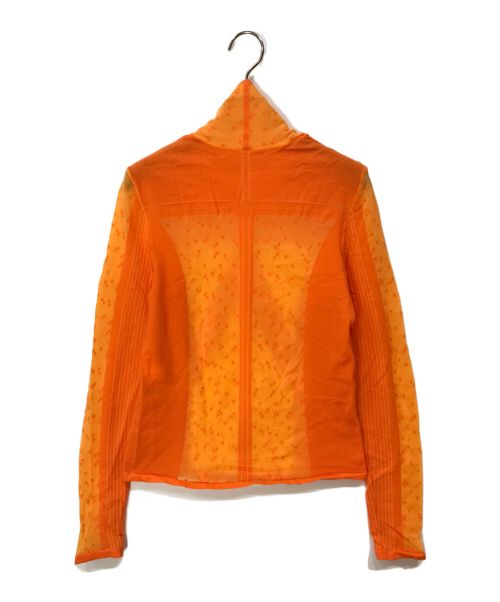 Mame Kurogouchi（マメクロゴウチ）Mame Kurogouchi (マメクロゴウチ) Osmanthus Motif Jacquard Sheer Knitted Top オレンジ サイズ:2の古着・服飾アイテム