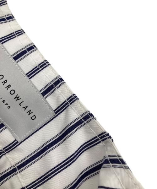 TOMORROW LAND（トゥモローランド）TOMORROW LAND (トゥモローランド) コットングログランストライプ Vネックシャツブルゾン ホワイト×ネイビー サイズ:Mの古着・服飾アイテム