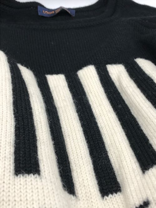 LOUIS VUITTON（ルイ ヴィトン）LOUIS VUITTON (ルイ ヴィトン) Barcode ＆ Earth Knit ホワイト×ブラック サイズ:XXLの古着・服飾アイテム
