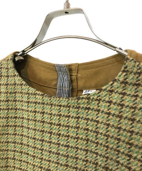 45R（フォーティファイブ・アール）45R (フォーティーファイブアール) コットンツイード コンビハンティングドレス ベージュ×グリーン サイズ:00の古着・服飾アイテム