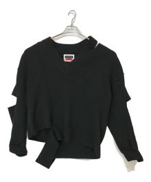 MAISON SPECIAL（メゾンスペシャル）の古着「Primeover Outseam Cutting V-Neck Knit Pullover」｜ブラック