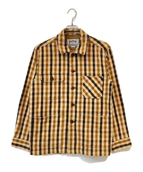 HOUSTON（ヒューストン）HOUSTON (ヒューストン) ヘビービエラ UKチェック カバーオール ブラウン サイズ:Mの古着・服飾アイテム