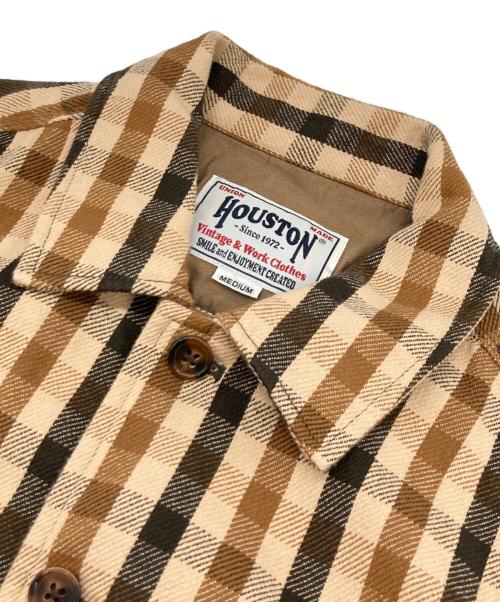 HOUSTON（ヒューストン）HOUSTON (ヒューストン) ヘビービエラ UKチェック カバーオール ブラウン サイズ:Mの古着・服飾アイテム