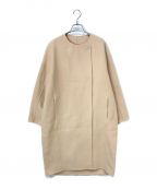 TOMORROW LANDトゥモローランド）の古着「リバーメルトン ノーカラー コート」｜ベージュ