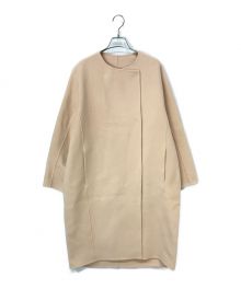 TOMORROW LAND（トゥモローランド）の古着「リバーメルトン ノーカラー コート」｜ベージュ