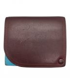 BOTTEGA VENETAボッテガベネタ）の古着「ツートン スライド カードホルダー」｜ボルドー×ブルー