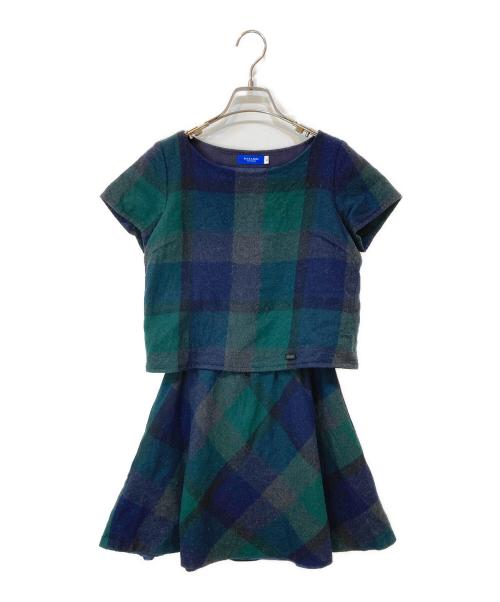 BLUE LABEL CRESTBRIDGE（ブルーレーベルクレストブリッジ）BLUE LABEL CRESTBRIDGE (ブルーレーベルクレストブリッジ) 切替半袖ワンピース ネイビー サイズ:36の古着・服飾アイテム