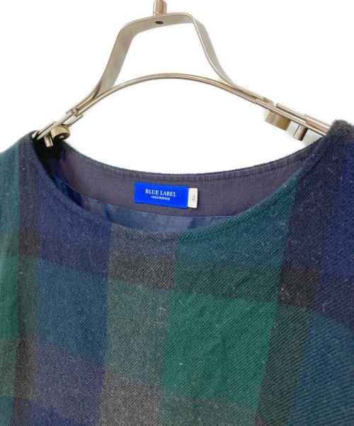 BLUE LABEL CRESTBRIDGE（ブルーレーベルクレストブリッジ）BLUE LABEL CRESTBRIDGE (ブルーレーベルクレストブリッジ) 切替半袖ワンピース ネイビー サイズ:36の古着・服飾アイテム