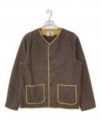 AndFamilyアンドファミリー）の古着「ビーチクロス ノーカラー ジャケット」｜ブラウン