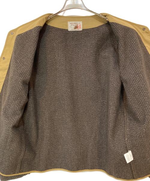 AndFamily（アンドファミリー）AndFamily (アンドファミリー) ビーチクロス ノーカラー ジャケット ブラウン サイズ:XXLの古着・服飾アイテム