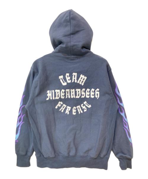 HIDE AND SEEK（ハイドアンドシーク）HIDE AND SEEK (ハイドアンドシーク) FLAME HOODED SWEAT SHIRT グレー サイズ:Mの古着・服飾アイテム