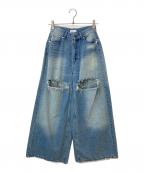 ALENCYアレンシー）の古着「ダメージ加工ワイドデニムパンツ」｜インディゴ