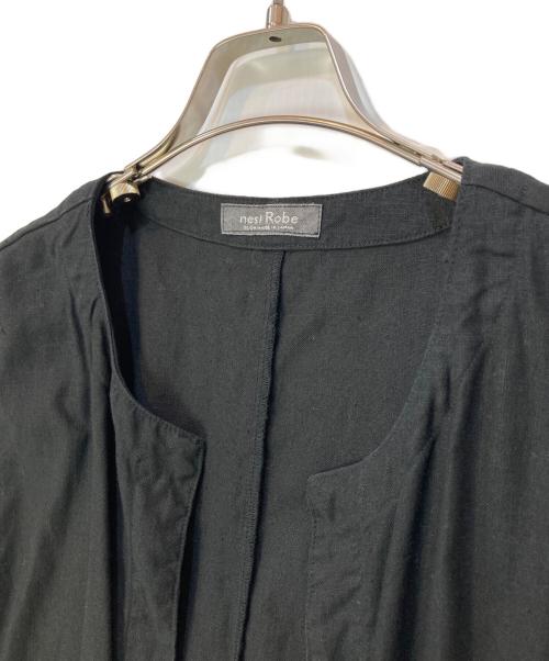 nest Robe（ネストローブ）nest Robe (ネストローブ) ノーカラービッグシルエットベスト ブラック サイズ:Fの古着・服飾アイテム