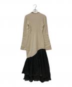 anuansアニュアンス）の古着「ドッキングニットワンピース」｜ベージュ×ブラック