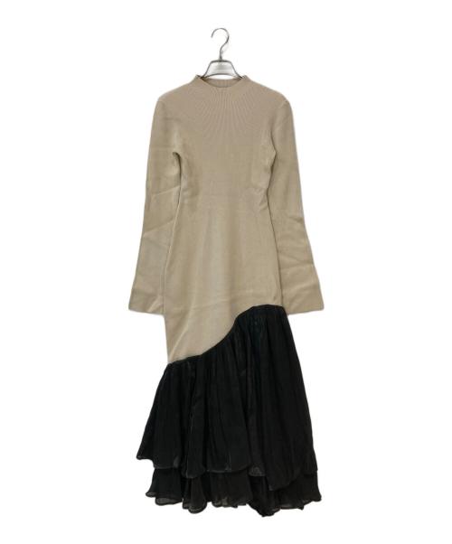 anuans（アニュアンス）anuans (アニュアンス) ドッキングニットワンピース ベージュ×ブラック サイズ:Mの古着・服飾アイテム
