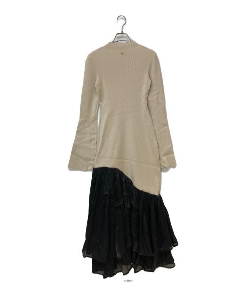anuans（アニュアンス）anuans (アニュアンス) ドッキングニットワンピース ベージュ×ブラック サイズ:Mの古着・服飾アイテム