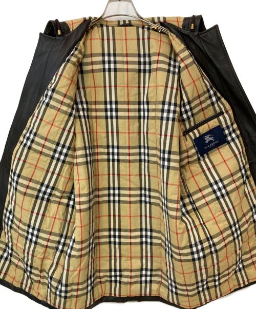 BURBERRY LONDON（バーバリーロンドン）BURBERRY LONDON (バーバリーロンドン) レザーノヴァチェックダッフルコート ブラック サイズ:10/11の古着・服飾アイテム