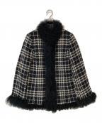 BURBERRY LONDONバーバリーロンドン）の古着「ファー付き ツイードジャケット」｜ブラック×ホワイト