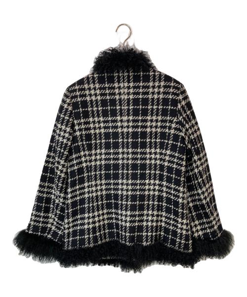 BURBERRY LONDON（バーバリーロンドン）BURBERRY LONDON (バーバリーロンドン) ファー付き ツイードジャケット ブラック×ホワイト サイズ:11の古着・服飾アイテム