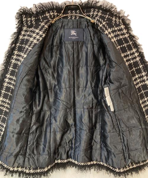 BURBERRY LONDON（バーバリーロンドン）BURBERRY LONDON (バーバリーロンドン) ファー付き ツイードジャケット ブラック×ホワイト サイズ:11の古着・服飾アイテム