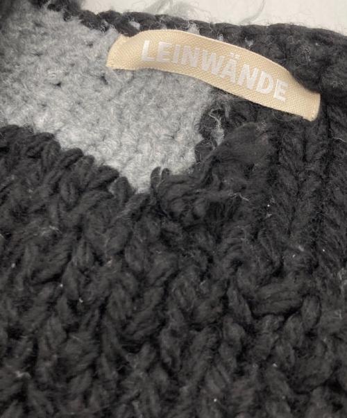 LEINWANDE（ラインヴァンド）LEINWANDE (ラインヴァンド) パッチワークハンドニットカーディガン ブラック×グレー サイズ:FREEの古着・服飾アイテム
