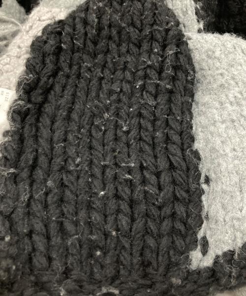 LEINWANDE（ラインヴァンド）LEINWANDE (ラインヴァンド) パッチワークハンドニットカーディガン ブラック×グレー サイズ:FREEの古着・服飾アイテム