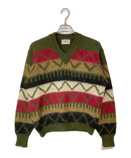 Citation Club by PURITAN（サイテーション クラブ バイ ピューリタン）Citation Club by PURITAN (サイテーション クラブ バイ ピューリタン) 60s モヘア混Vネックニット グリーン サイズ:40の古着・服飾アイテム