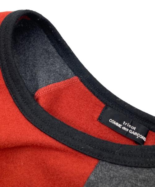 tricot COMME des GARCONS（トリココムデギャルソン）tricot COMME des GARCONS (トリココムデギャルソン) ラグランウールカットソー レッド×グレー サイズ:-の古着・服飾アイテム