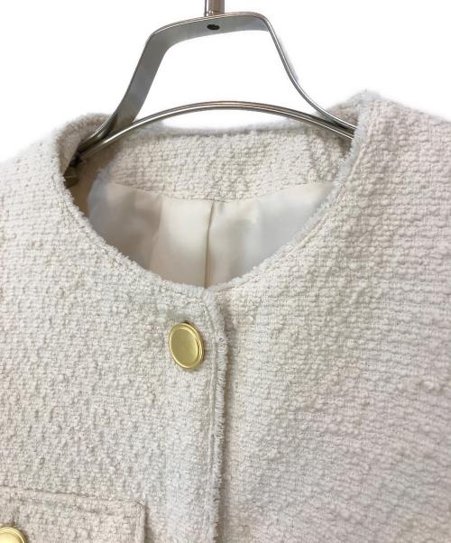 BABYLONE（バビロン）BABYLONE (バビロン) ツイードクルーネックジャケット アイボリー サイズ:Fの古着・服飾アイテム