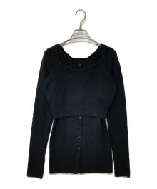 CLANE（クラネ）の古着「BUSTIER SET BOAT NECK KNIT CARDIGAN(ビスチェセットボートネックニットカーディガン)」｜ブラック