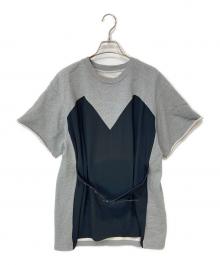 MM6 Maison Margiela（エムエムシックスメゾンマルジェラ）の古着「ベルト付切替Tシャツ」｜グレー×ブラック