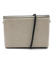 Aeta×edition（アエタ×エディション）の古着「リネンコンビ ミディアムボックスショルダーバッグ」｜ベージュ