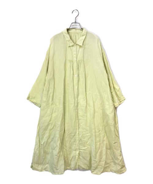 nest Robe（ネストローブ）nest Robe (ネストローブ) リネン近江晒ブザムシャツドレス イエロー サイズ:Fの古着・服飾アイテム