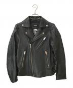 DIESELディーゼル）の古着「KRAMPIS ダブルライダースジャケット」｜ブラック