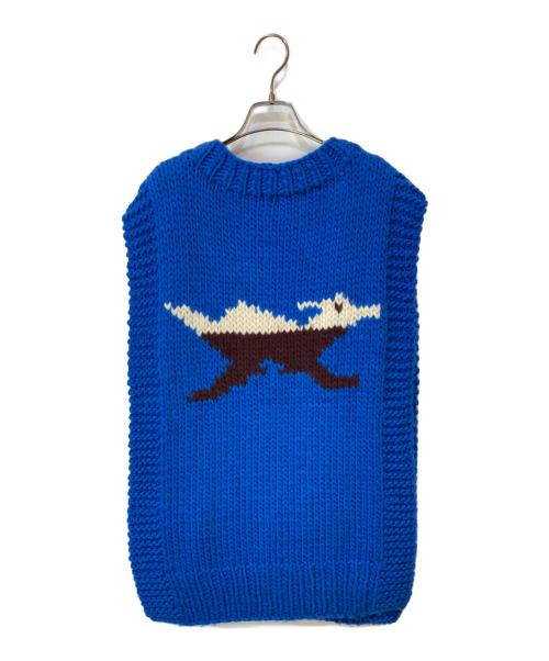 oll kyoto（オール キョウト）oll kyoto (オール キョウト) ORTEGA MOTIF HAND KNIT VEST ブルー サイズ:2の古着・服飾アイテム