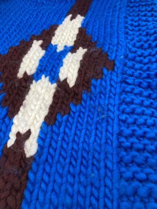 oll kyoto（オール キョウト）oll kyoto (オール キョウト) ORTEGA MOTIF HAND KNIT VEST ブルー サイズ:2の古着・服飾アイテム