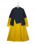 ENFOLDエンフォルド）の古着「クラッシック天竺 T SHIRTレイヤードDRESS」｜ネイビー×イエロー